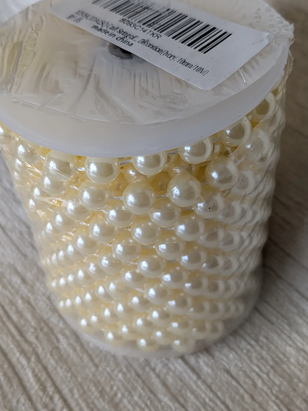 Pearl Plastic Bead Garland Roll - 10 Meters/ 32.8 Ft 10 MM Beads Decorative